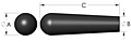 L2 Long Tapered Knob Line Drawing